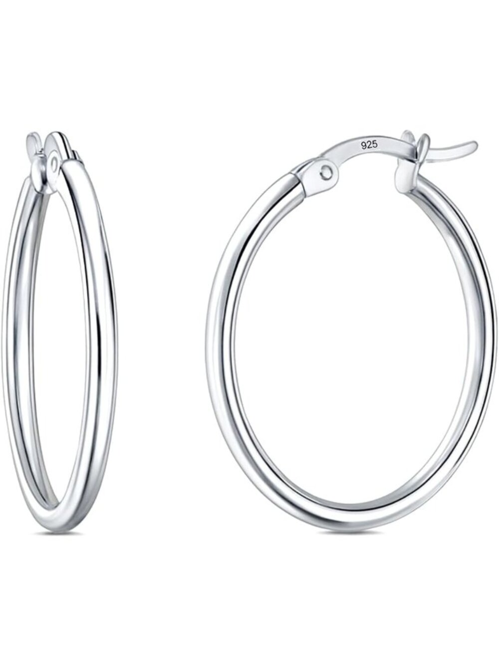 Lightweight 925 Sterling Silver Diamond-Cut Hoop Earrings | Classic Round Style